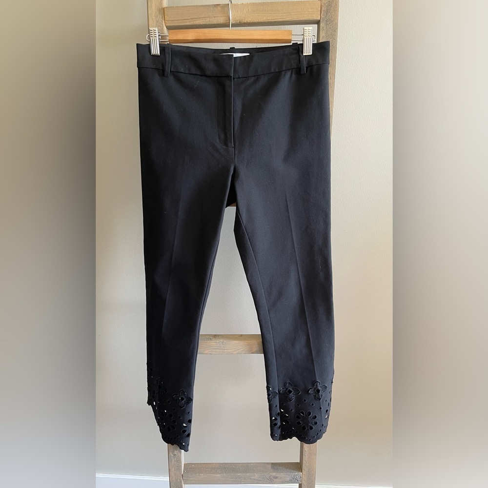 Derek Lam 10 Crosby black Pants With Eyelet Cut Out Flare hem